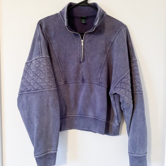Target Women's Oversize Crop Quilted Sweatshirt Faded Navy